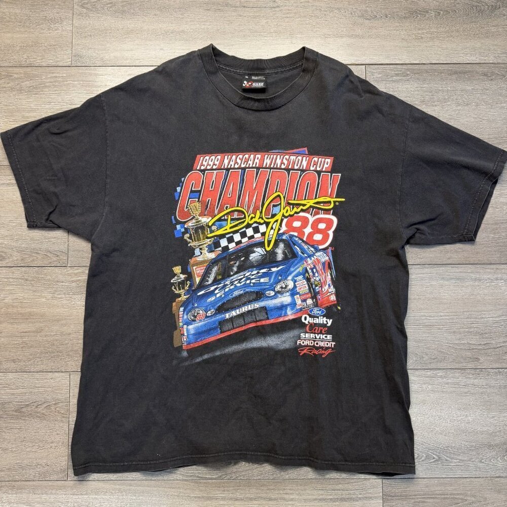 Vtg. NASCAR Racing T-Shirt Dale Jarrett 1999 Winston Cup Champion Yates Ford XL